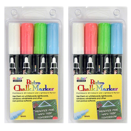 MARVY UCHIDA Bistro Chalk Markers Broad Tip, Set of 4, PK2 4804ED